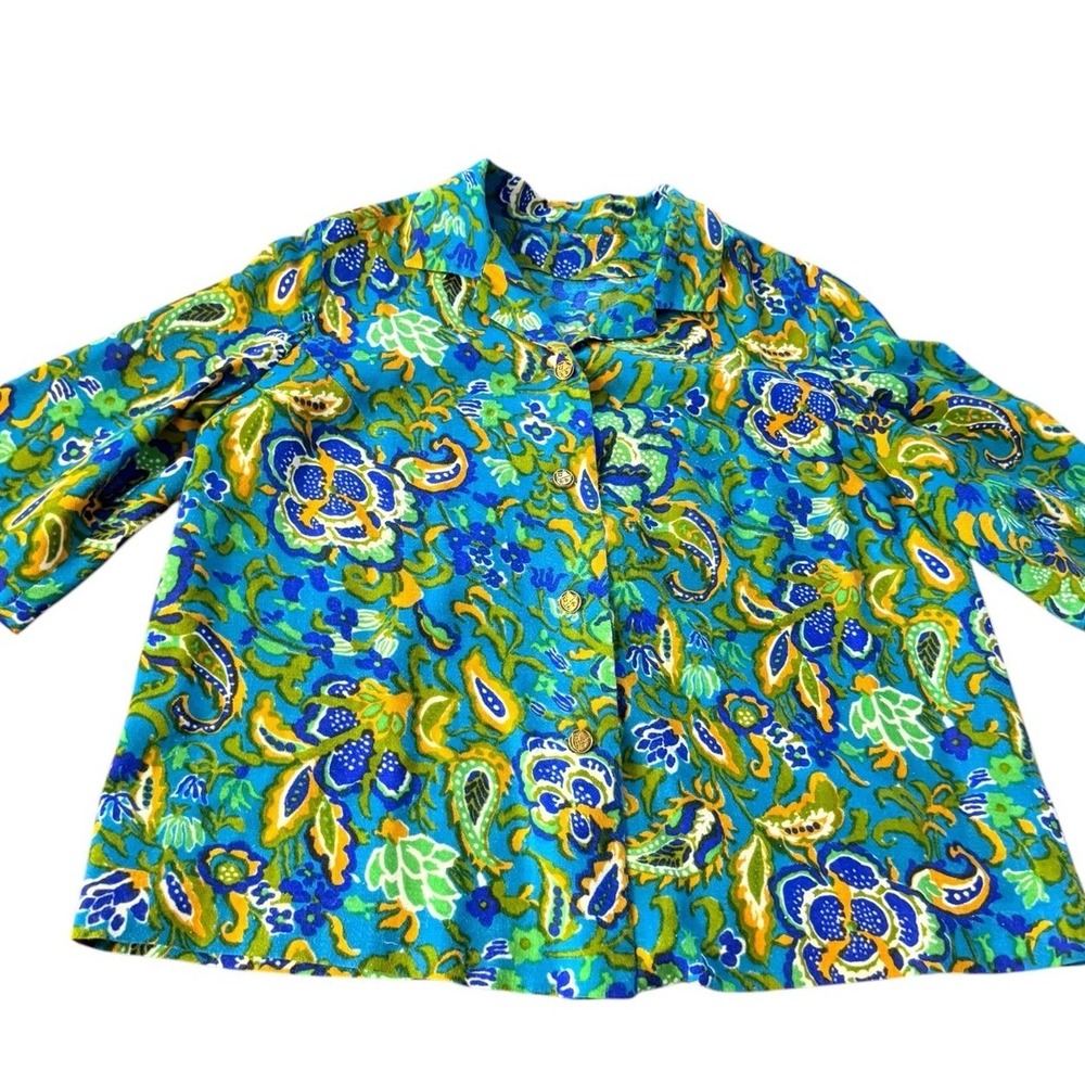 Vintage‎ 1970s Paisley Blouse Top L Mod Psychedelic Hippie Boho Camp Festival